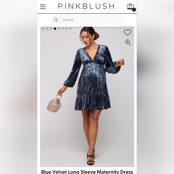 Pinkblush Blue Ruffled Tiered Long Sleeve Maternity Dress - Picture 4 of 7